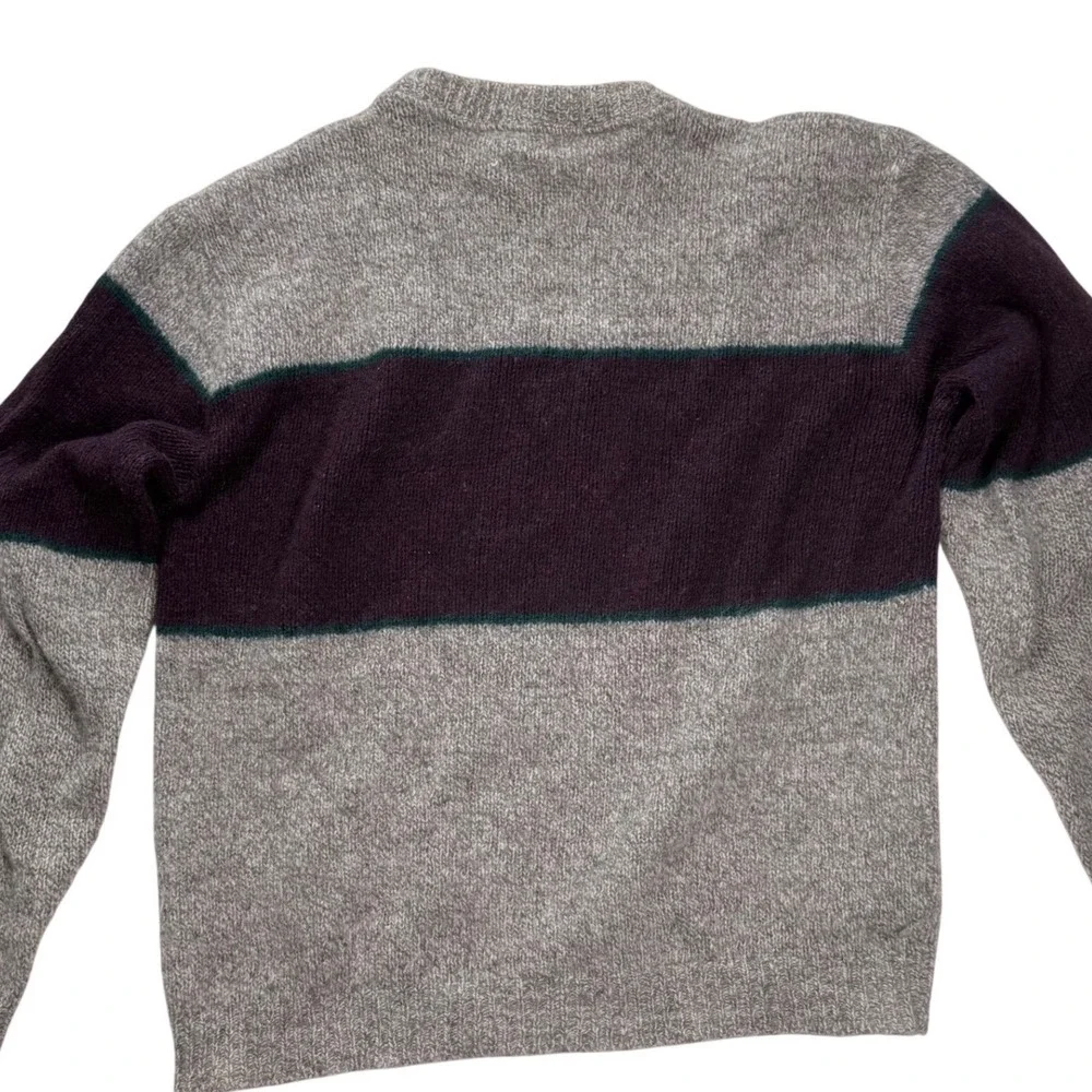 Vintage REI Wool Sweater Mens XL Made in USA Grey Purple Stripe Crew Neck‎ Knit